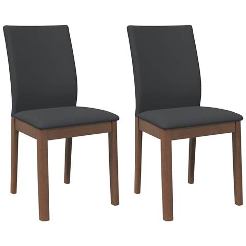 Sedie da Pranzo con Cuscini 2pz Marrone Legno Massello di Hevea - Foto 1