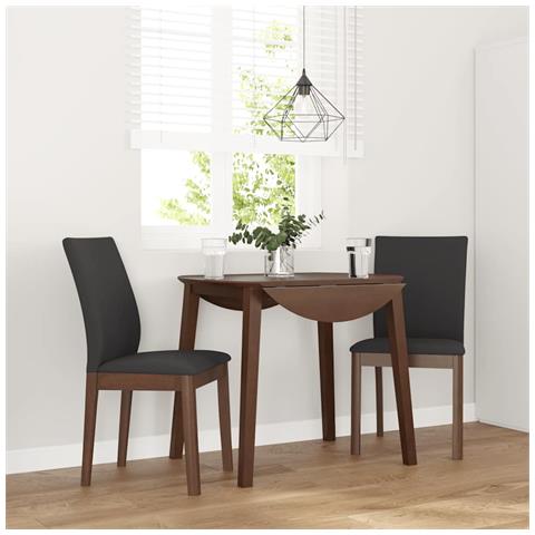 Sedie da Pranzo con Cuscini 2pz Marrone Legno Massello di Hevea - Foto 2