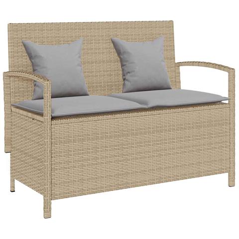 Panca Portaoggetti da Giardino con Cuscino Beige in Polyrattan - Foto 1