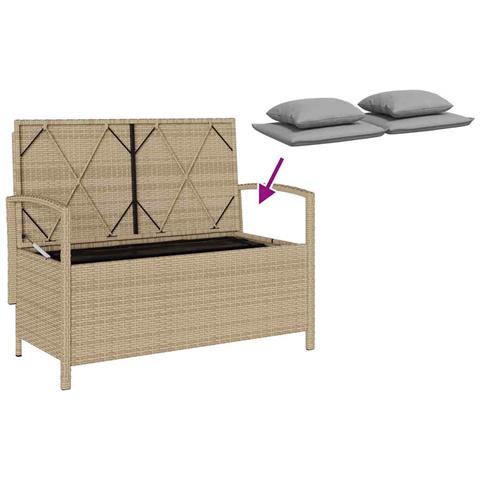 Panca Portaoggetti da Giardino con Cuscino Beige in Polyrattan - Foto 9