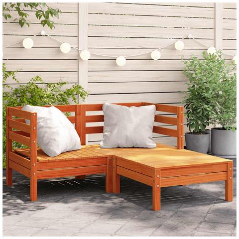 Divano Giardino 2Posti e Poggiapiedi Marrone Cera Massello Pino - Foto 2