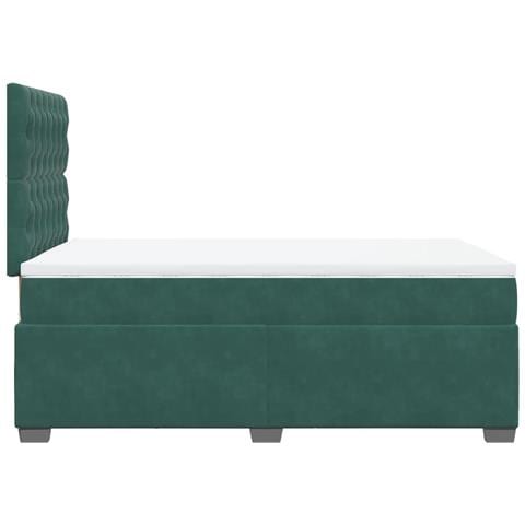 Giroletto a Molle con Materasso Verde Scuro 120x190 cm Velluto - Foto 9