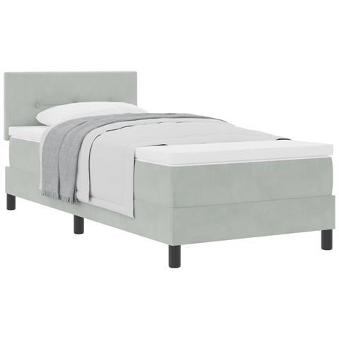 Letto a molle della vitaXL con materasso Grigio chiaro 90x200 cm Velluto - Foto 1