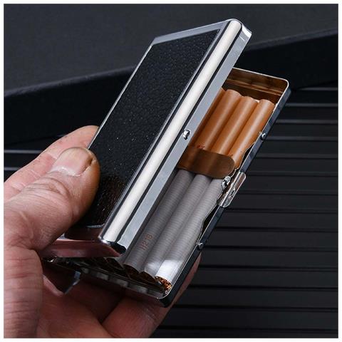 Portasigarette Portatile In Pelle Nera - Contiene 14-20 Sigarette - Foto 2