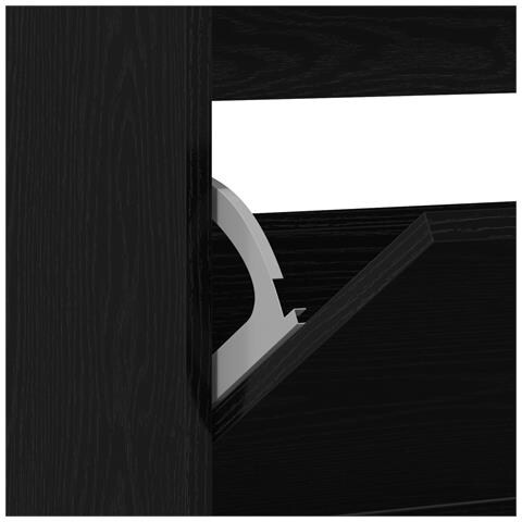 Scarpiera con cassetto flip in rovere nero 80x21x87,5 cm - Foto 9