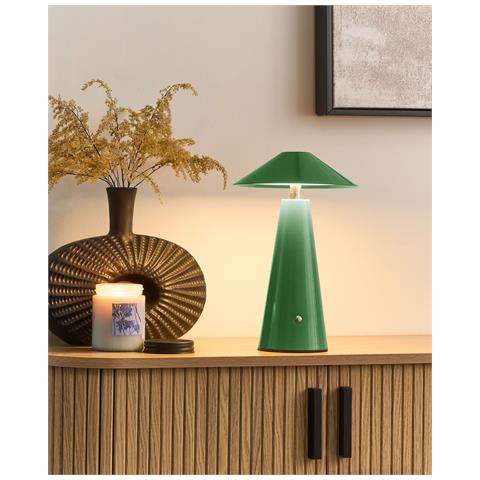 Lampada Da Tavolo Senza Fili A Led Apayao Con Dimmer Metallo Verde - Foto 1