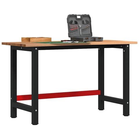 Banco Lavoro Marrone Chiaro 140x60x81,5cm Legno Massello Rovere - Foto 2