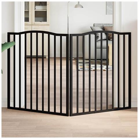 Cancello per Cani Pieghevole 2 Pannelli Nero 160cm Legno Pioppo - Foto 2