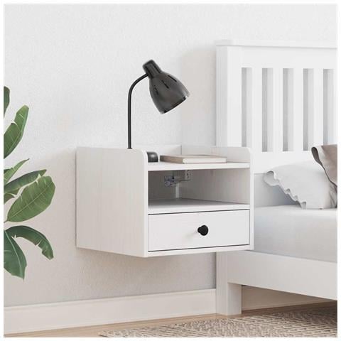 Comodino 2 pcs Bianco 38 x 36 x 29.5 cm Legno di pino massello - Foto 2