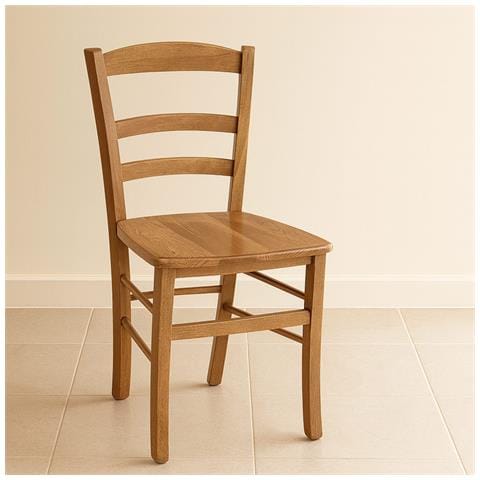 Sedia Da Sala Da Pranzo Paesana In Legno Noce Chiaro Con Seduta In Massello - Foto 1