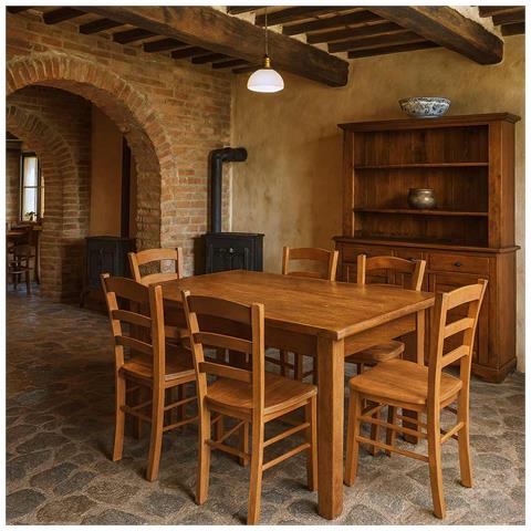 Sedia Da Sala Da Pranzo Paesana In Legno Noce Chiaro Con Seduta In Massello - Foto 2