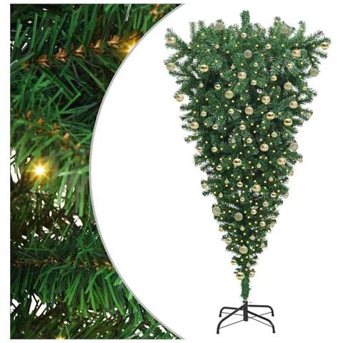 Albero di Natale artificiale pre-illuminato capovolto con set di palline - Foto 1