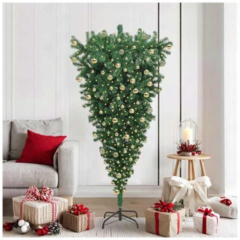 Albero di Natale artificiale pre-illuminato capovolto con set di palline - Foto 2