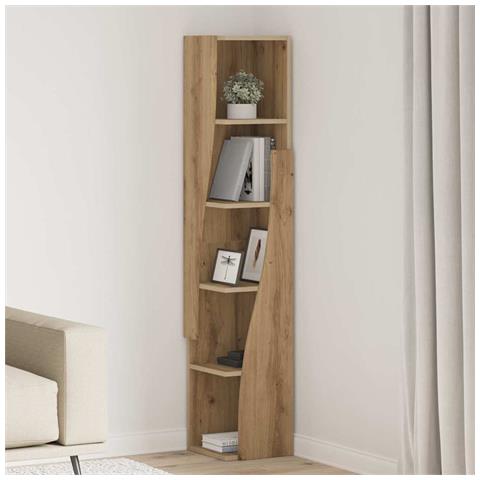 Mobile angolare Bianco 27,5x27x140cm Legno multistrato - Foto 2