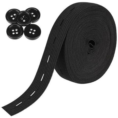 Elastico Per Asole Regolabile - Elastico Rorzato Con 10 Bottoni Black - Foto 7