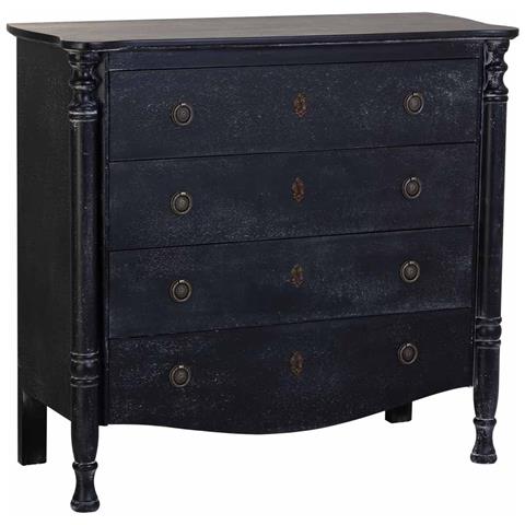 Comò In Legno Laccato Nero Invecchiato Con 4 Cassetti 100x40x90h Cm - Foto 1