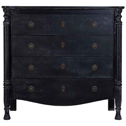 Comò In Legno Laccato Nero Invecchiato Con 4 Cassetti 100x40x90h Cm - Foto 2