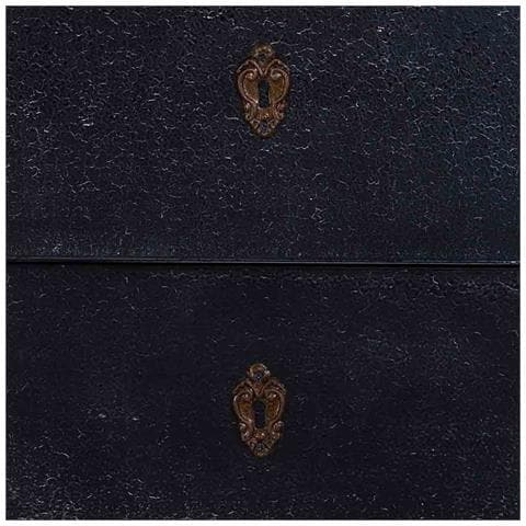 Comò In Legno Laccato Nero Invecchiato Con 4 Cassetti 100x40x90h Cm - Foto 8