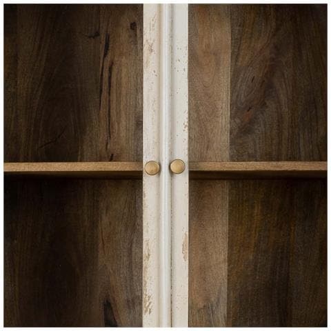 Vetrina In Legno E Vetro Rifinita Artigianalmente Con 4 Ante E 2 Cassetti Bianchi 85x40x180 - Foto 8
