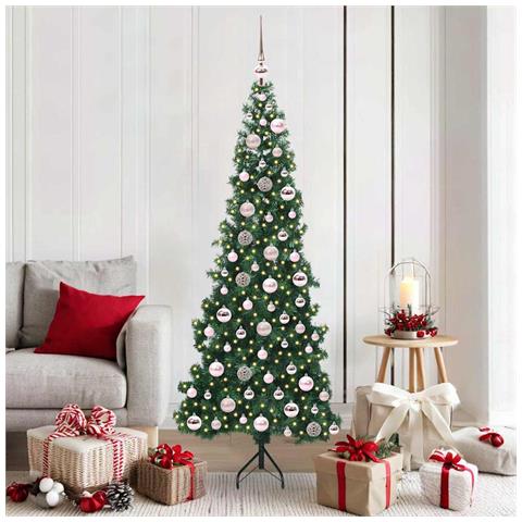 Albero di Natale Artificiale Angolare con 300 LED Verde 180 cm - Foto 2