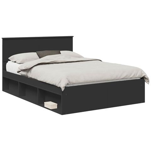 Struttura del letto Nero 140 x 200 cm Legno multistrato - Foto 1