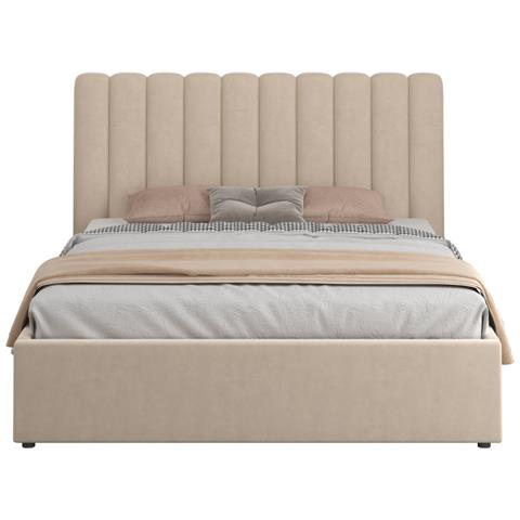 Savannah Letto Con Scatola Di Deposito 140x190cm Velluto Beige - Foto 2