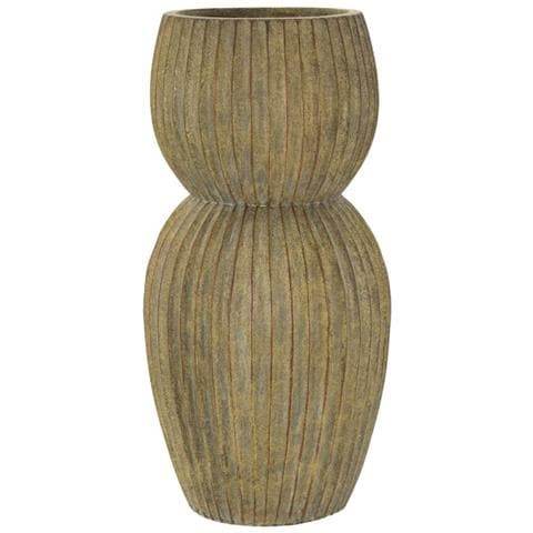 Vaso Breeze Alto In Magnesio Verde Anticato Con Coste Verticali - Foto 1