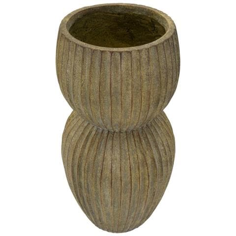Vaso Breeze Alto In Magnesio Verde Anticato Con Coste Verticali - Foto 2