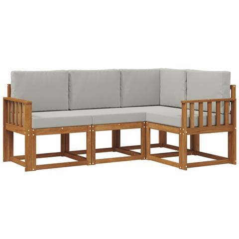 Set di divani da esterno 4 pcs Grigio Naturale e Chiaro - Foto 1