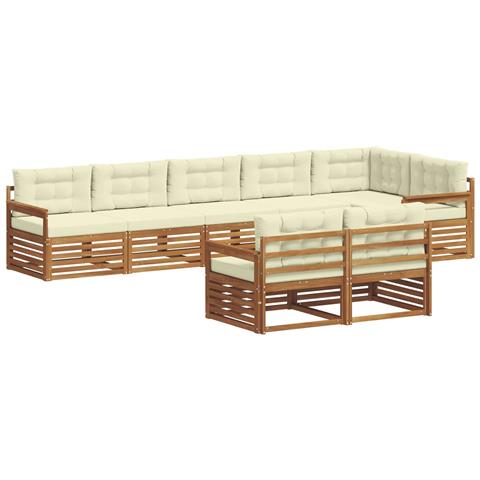 Set di divani da esterno con cuscino 8 pcs Naturale e Crema - Foto 1