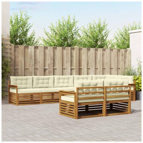 Set di divani da esterno con cuscino 8 pcs Naturale e Crema - Foto 2