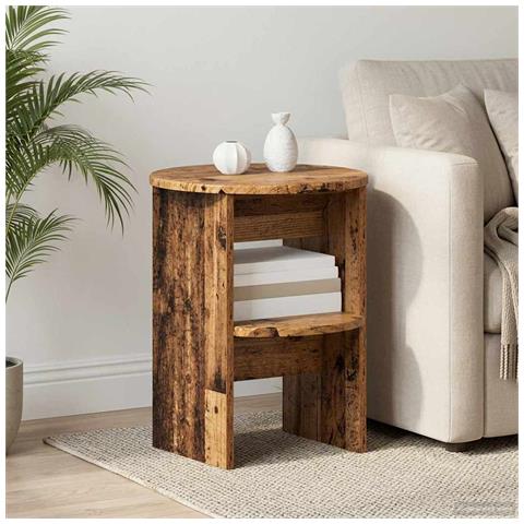 Mobile laterale Legno vecchio Ø40 x 50 cm Legno ingegnerizzato - Foto 2