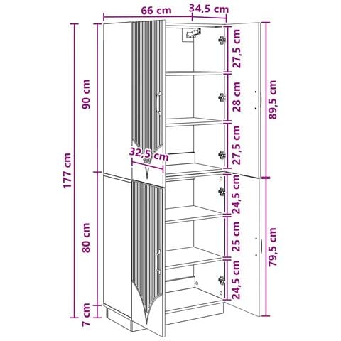 Set di armadi 2 pcs Bianco Lucido Legno ingegnerizzato - Foto 9