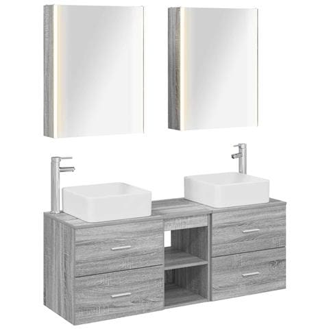 Set di mobili per il bagno 5 pcs Sonoma grigio - Foto 1