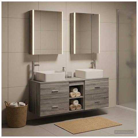 Set di mobili per il bagno 5 pcs Sonoma grigio - Foto 2