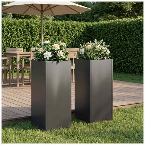 Vaso da giardino 2 pz Nero 20 x 20 x 40 cm - Foto 2
