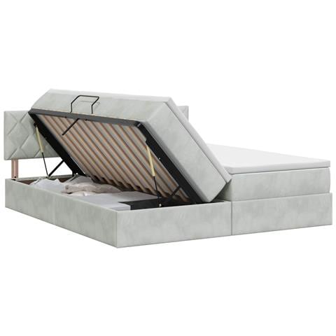 Letto con Contenitore con testiera 2 pz Grigio Chiaro - Foto 1