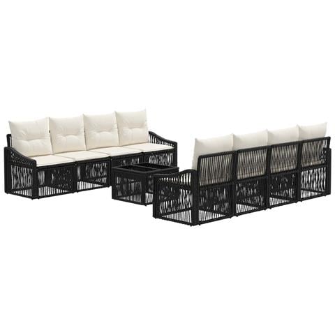 Set Divano da Giardino 9 pz Nero polyrattan - Foto 1
