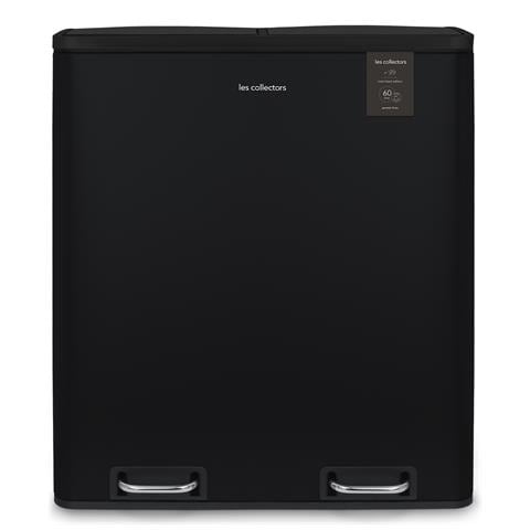 Pattumiera A Pedale In Acciaio Inox Spazzolato, 60 L, 2 Scomparti 30l, Nera - Foto 1