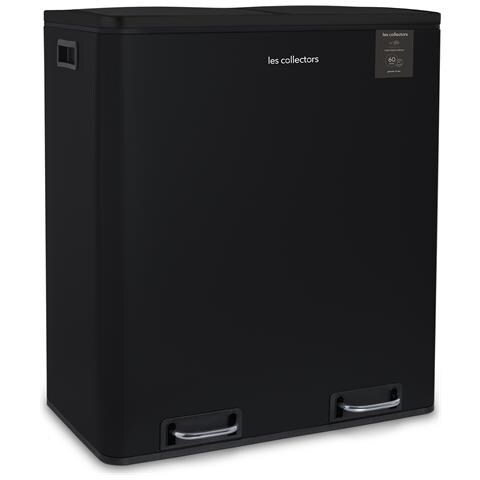 Pattumiera A Pedale In Acciaio Inox Spazzolato, 60 L, 2 Scomparti 30l, Nera - Foto 6