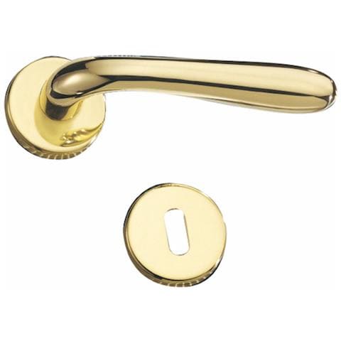 Maniglie In Coppia+rosetta Serie Scudo F / patent Per Porta Ottone Cromo Satinato - Foto 1