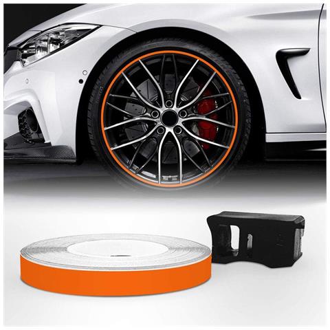 Wheel Trim Strisce Adesive Rifrangenti Con Applicatore Per Cerchi Auto, Arancione, 7 Mm X 6 Mt - Foto 1