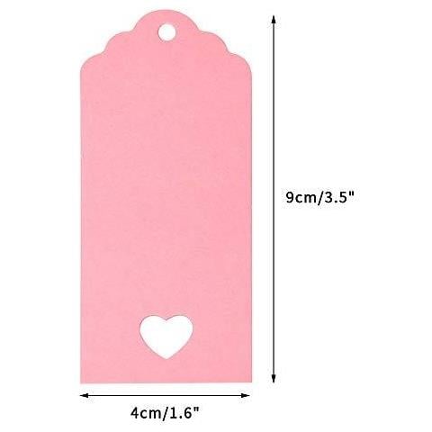 Rosa Etichette Carta Kraft Tag 100 Pcs Regalo Tag 4 Centimetri X 9 Centimetri Cuore Bello Hollow Bomboniera Etichette Card Con 20 M Juta Spago String Per I Bagagli E Fai Da Te Etichette - Foto 2