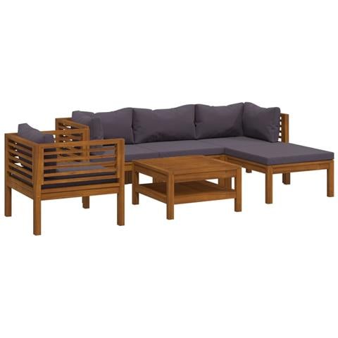 Set Divani Da Giardino 6 Pz Con Cuscini In Massello Di Acacia - Foto 1