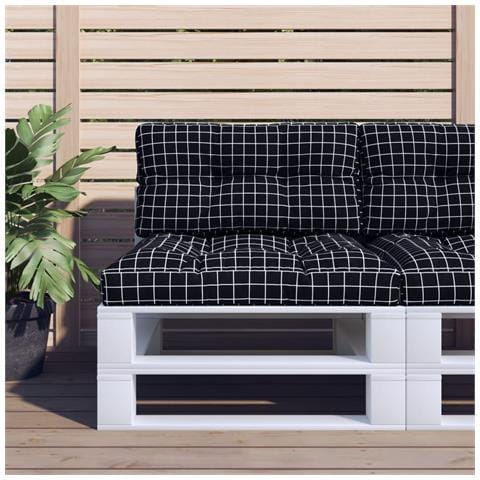 Cuscini Per Divani In Pallet 2 Pz Neri Motivo A Quadri Tessuto - Foto 6