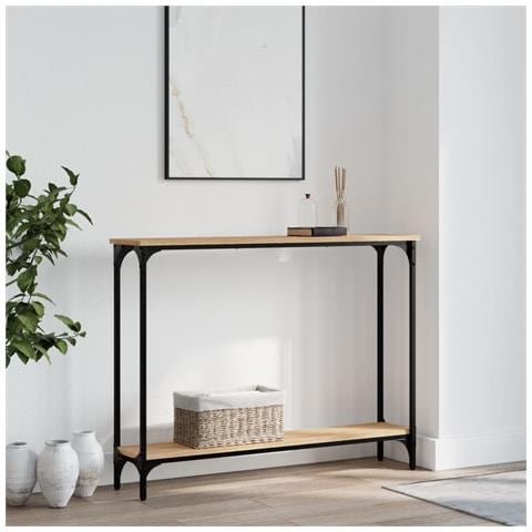 Tavolino Consolle Rovere Sonoma 100x22,5x75cm Legno Multistrato - Foto 6