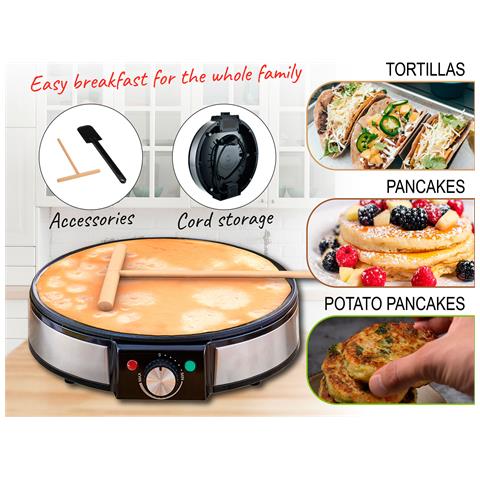 Creperia CM1137 con Piastra Antiaderente Regolatore di Temperatura Potenza 1600 W Colore Nero / Inox - Foto 7