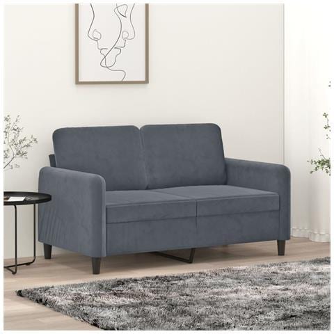 Divano A 2 Posti Grigio Scuro 120 Cm In Velluto - Foto 1