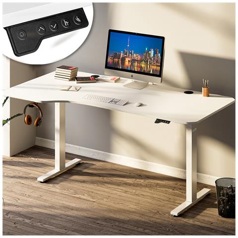 Scrivania Elettrica Regolabile Altezza 160x75x72-117cm Bianco Console Di Comando - Foto 1