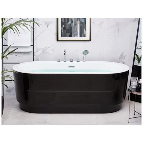 Vasca Da Bagno Freestanding Empresa Con Accessori 170 X 80 Cm Nero - Foto 1